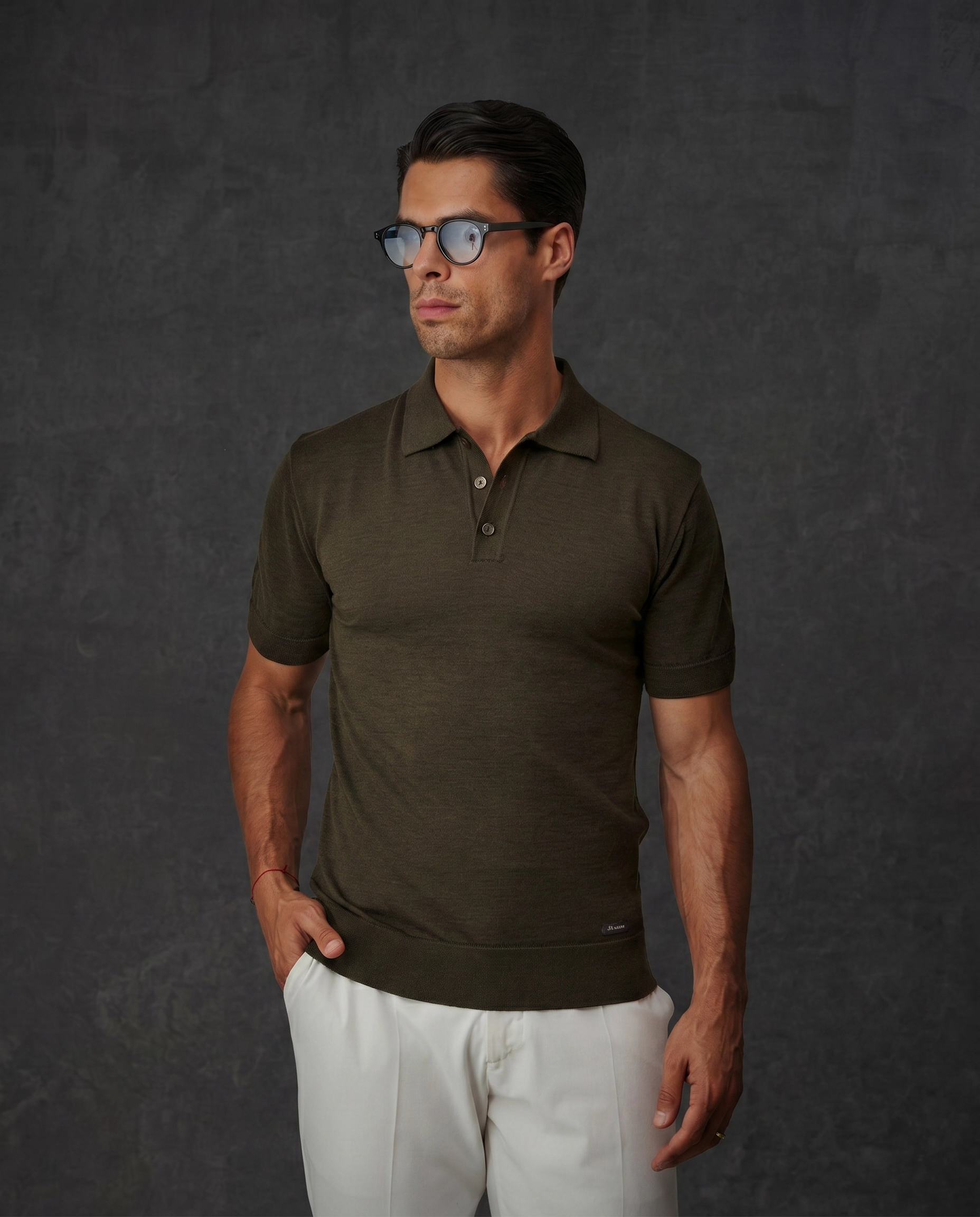 262408000_Polo-La-Merino-Extra-Fino-SCALE-UP_verde_1 POLO LA MERINO EXTRA FINO VERDE KAKI ZOLF - Image 1