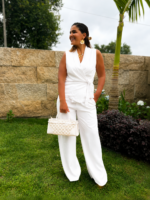 CONJUNTO DE LINHO BRANCO COM COLETE E CALÇA PONTO CHIC - Image 2