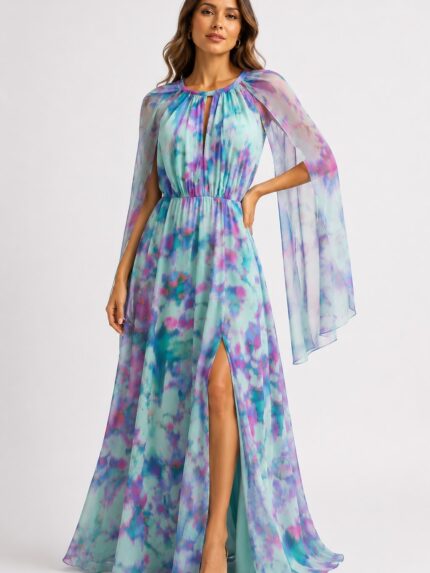 VESTIDO COMPRIDO ESTAMPADO PONTO CHIC