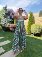 VESTIDO MIDI RISCAS MULTICOR PONTO CHIC
