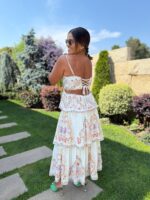 VESTIDO MIDI BRANCO ESTAMPADO COM ABERTURAS LATERAIS E FOLHOS PONTO CHIC - Image 2