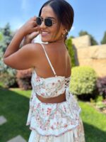 VESTIDO MIDI BRANCO ESTAMPADO COM ABERTURAS LATERAIS E FOLHOS PONTO CHIC - Image 3