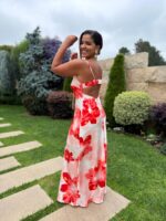 VESTIDO COMPRIDO FLORAL BRANCO E VERMELHO PONTO CHIC - Image 4