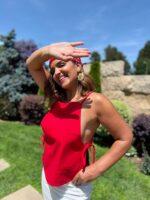 TOP VERMELHO COM AMARRAÇÃO LATERAL DIXIE