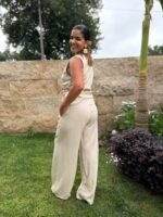 CONJUNTO DE LINHO BEGE COM COLETE E CALÇA PONTO CHIC - Image 5