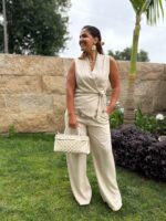 CONJUNTO DE LINHO BEGE COM COLETE E CALÇA PONTO CHIC - Image 2