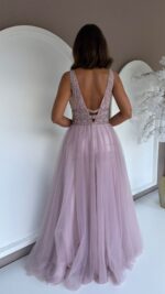 VESTIDO LONGO ROSA EM TULE COM CORPETE BORDADO PONTO CHIC - Image 4