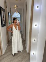 VESTIDO COMPRIDO BRANCO COM TEXTURA FLORAL E ALÇAS  PONTO CHIC - Image 3