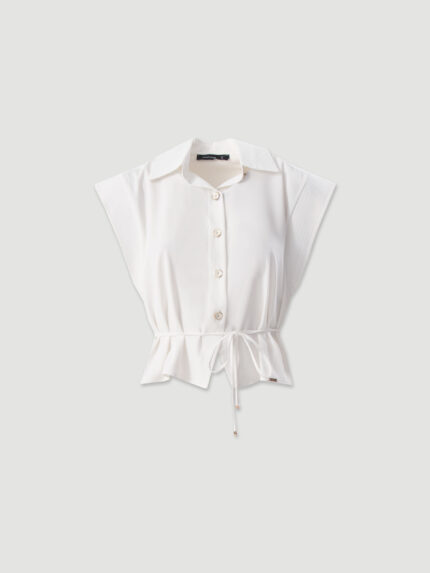 BLUSA BRANCA FLUIDA COM CINTO FERRACHE