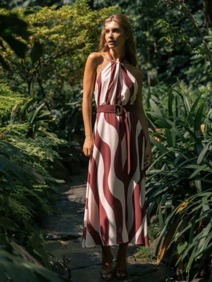 VESTIDO COMPRIDO ESTAMPADO DECOTE HALTER FERRACHE