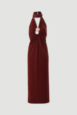 VESTIDO COMPRIDO BORDO DECOTADO COM DETALHE METÁLICO FERRACHE - Image 5