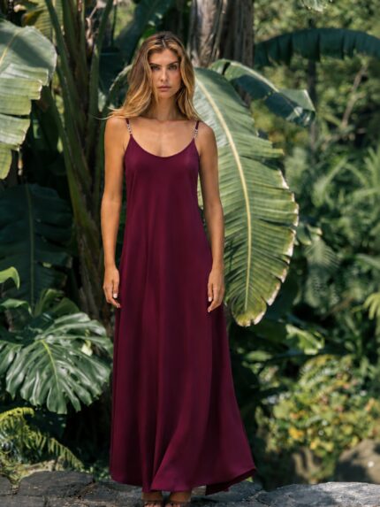 VESTIDO MIDI BORDO FLUIDO DE ALÇAS FERRACHE