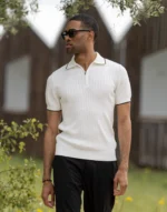POLO TRICOT FALSO LISO COM FECHO BRANCO ZOLF