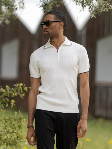 POLO TRICOT FALSO LISO COM FECHO BRANCO ZOLF