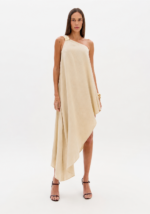 VESTIDO ASSIMÉTRICO ACETINADO CRU LANÇA PERFUME