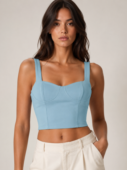 TOP CROPPED AZUL CÉU PONTO CHIC