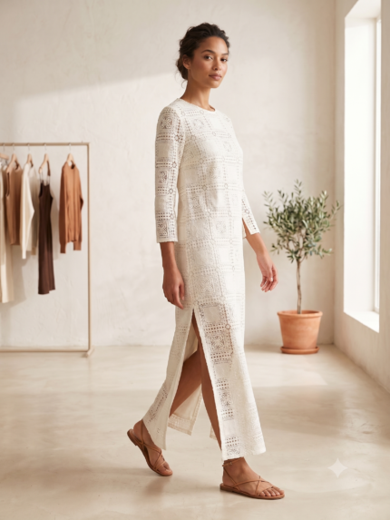 VESTIDO MIDI EM RENDA RINASCIMENTO