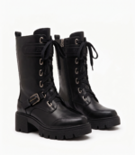 BOTA MILITAR PRETA DE CANO MÉDIO RINASCIMENTO