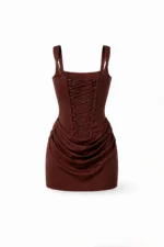 VESTIDO CASTANHO COM COSTAS AJUSTÁVEIS SAHOCO - Image 3