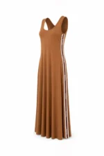 VESTIDO CASTANHO COM FAIXAS LATERAIS SAHOCO