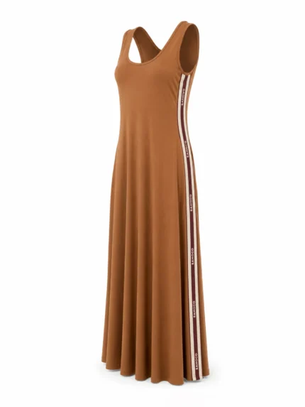 VESTIDO CASTANHO COM FAIXAS LATERAIS SAHOCO