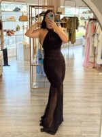 VESTIDO COMPRIDO HALTER CASTANHO RINASCIMENTO - Image 3