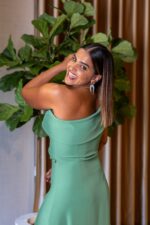 VESTIDO MIDI VERDE ÀGUA DE UM OMBRO FERRACHE - Image 3