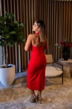 VESTIDO MIDI VERMELHO DECOTE HALTER FERRACHE - Image 2