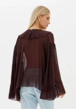BLUSA COM FOLHOS CASTANHO ESCURO LANÇA PERFUME - Image 4