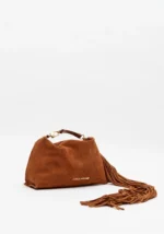 MALA CLUTCH CASTANHO CONHAQUE EM CAMURÇA COM FRANJAS LANÇA PERFUME - Image 2
