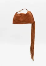 MALA CLUTCH CASTANHO CONHAQUE EM CAMURÇA COM FRANJAS LANÇA PERFUME - Image 4