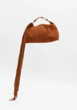 MALA CLUTCH CASTANHO CONHAQUE EM CAMURÇA COM FRANJAS LANÇA PERFUME - Image 6