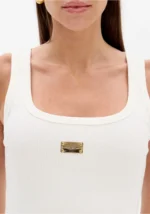 TOP CANELADO BRANCO COM PLACA DOURADA LANÇA PERFUME - Image 3