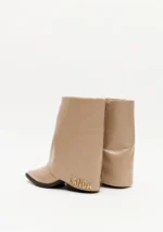 BOTA DE CANO MÉDIO COM EFEITO DOBRADO BEGE LANÇA PERFUME - Image 4