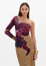 VESTIDO COMPRIDO ESTAMPADO COM DECOTE ASSIMÉTRICO LANÇA PERFUME - Image 2