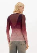 BLUSA DEGRADÊ VINHO E ROSA EM TULE LANÇA PERFUME - Image 3