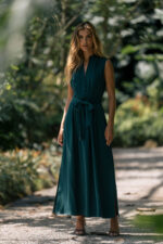 VESTIDO VERDE COMPRIDO COM CINTO FERRACHE