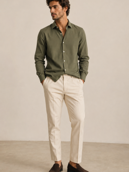 CAMISA LINHO VERDE CAQUI DONATO