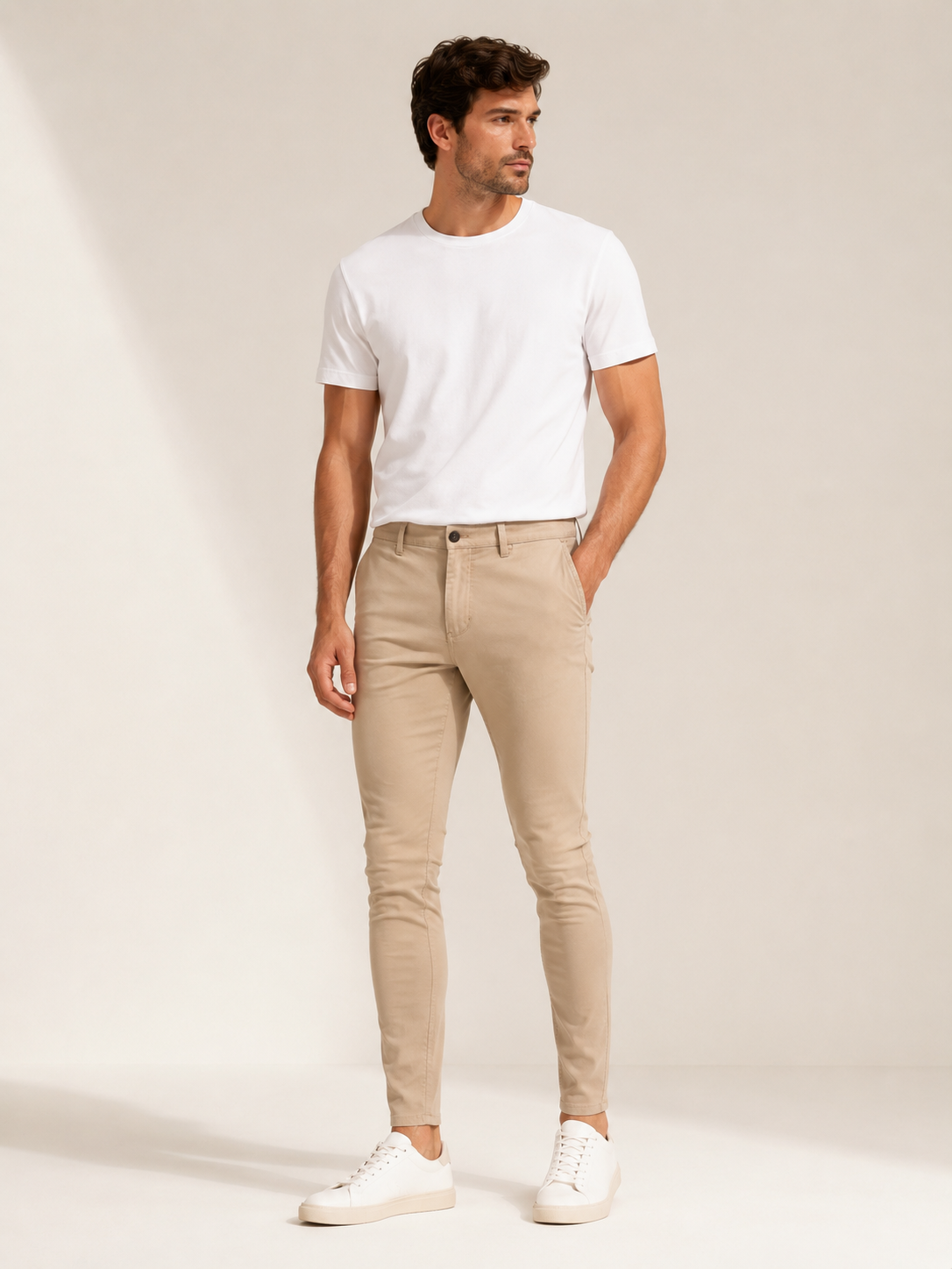ChatGPT Image 7_08_2026, 12_08_50 CALÇA BEGE SKINNY FIT JOVIT’S - Image 1