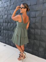 VESTIDO CURTO DE LINHO VERDE PONTO CHIC - Image 3