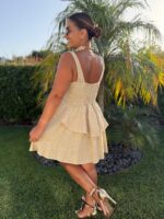 VESTIDO CURTO DE LINHO BEGE PONTO CHIC - Image 5