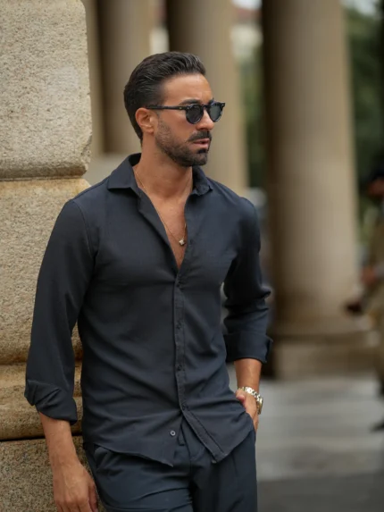 CAMISA AZUL MARINHO TEXTURADA SLIM FIT DONATO
